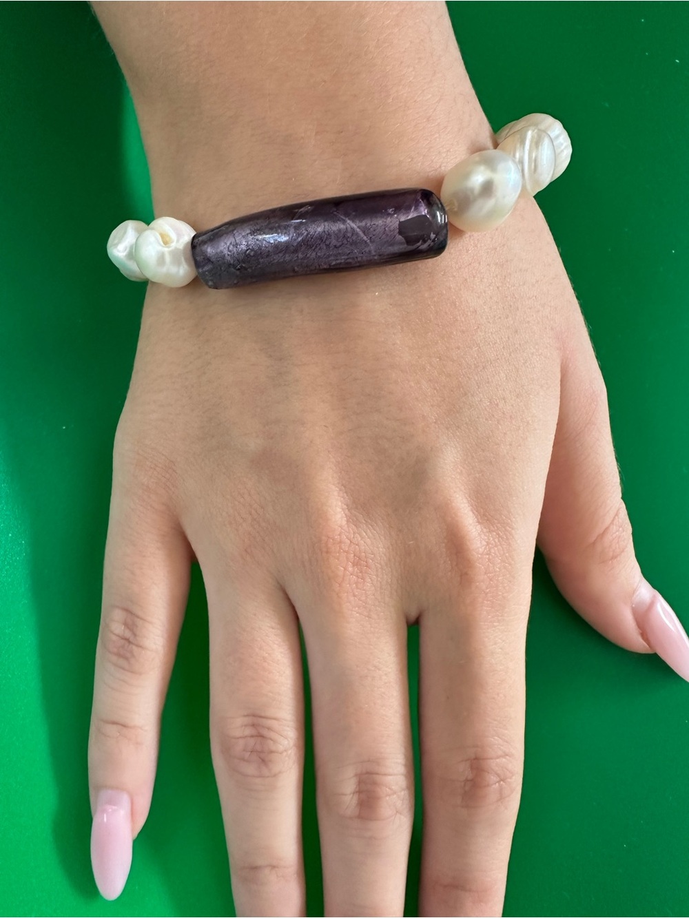 Freshwater Pearl with Purple Muranum Glass Bracelet